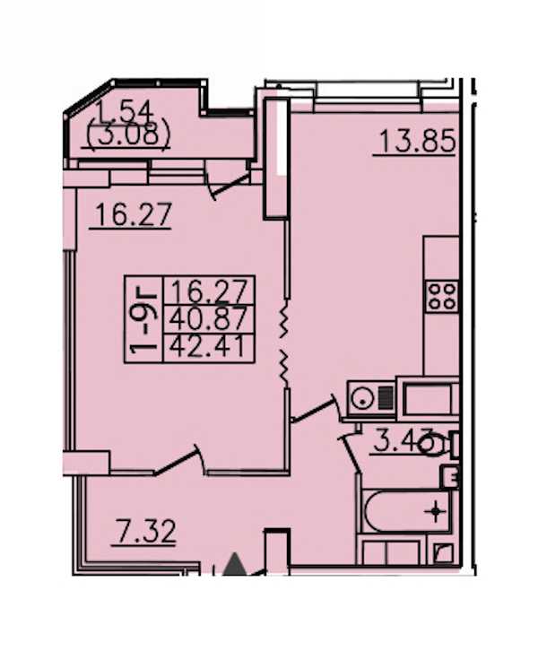 Однокомнатная квартира в : площадь 42.41 м2 , этаж: 17 – купить в Санкт-Петербурге